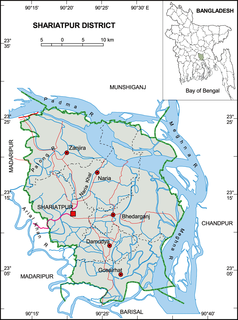 Shariatpur District Map Bangladesh