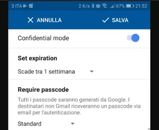 modalità riservata gmail email confidenziali gmail