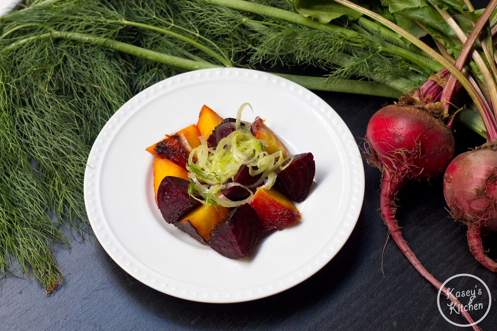 Kasey's Kitchen Roasted Beet Salad with Meyer Lemon Honey Dressing