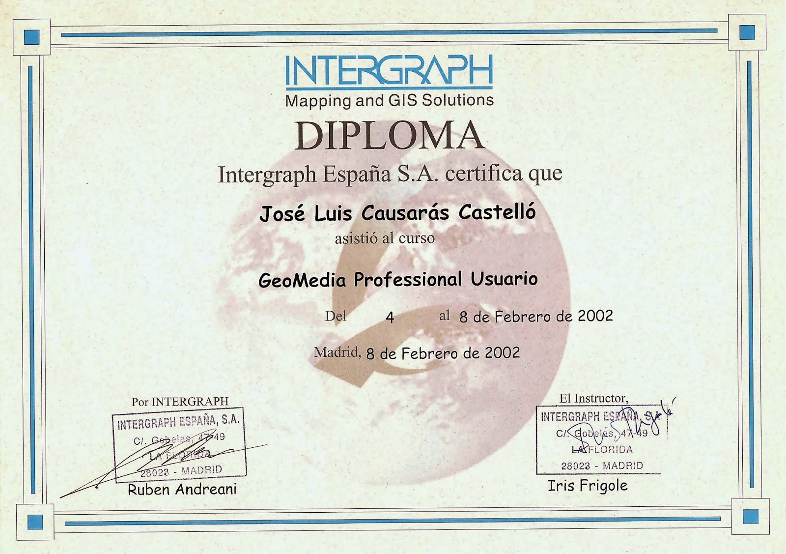 2002.- DIPLOMA GEOMEDIA PROFESSIONAL USUARIO