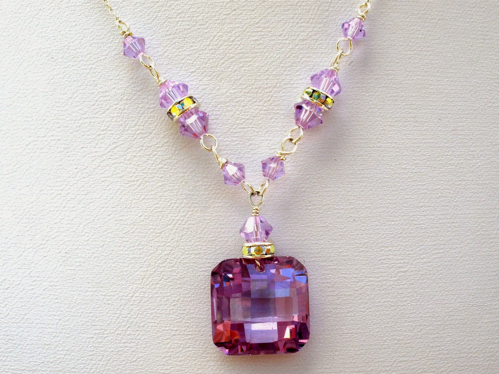The Jewelry Lady's Store Amethyst Crystal Lavalier Necklace