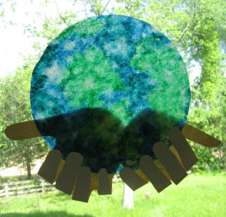 World Painted Coffee Filter With Wrapped Hand Cutouts