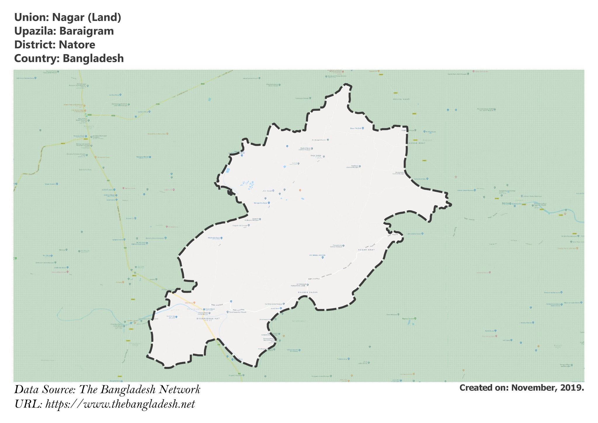 Map of Nagar of Natore, Bangladesh.