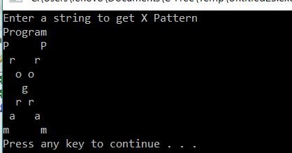All C Programs: Program 259: Program to print String in X Pattern in C