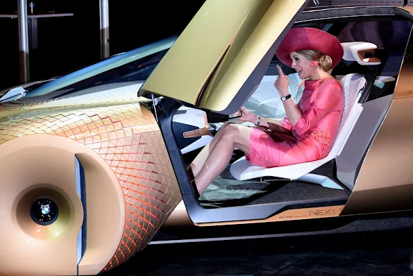 Queen Maxima of Netherlands got behind the wheel of the futuristic concept automobile that was designed by BMW