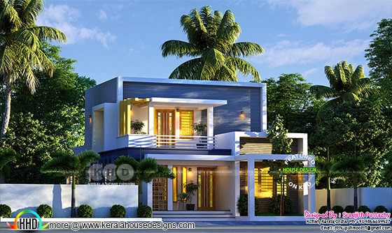 Flat roof style contemporary residence rendering