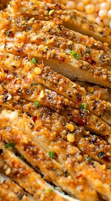 Parmesan Chicken with Sun-dried Tomato Cous Cous and Garlic Veggies Parmesan Chicken with Sun-dried Tomato Cous Cous and Garlic Veggies