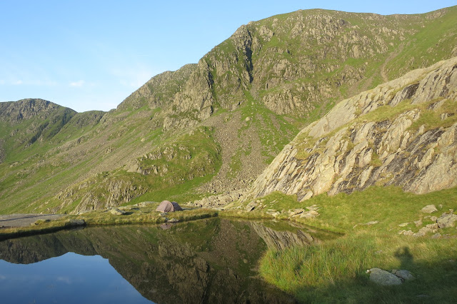 perfect spot for a wild camp - my tent pitched next to Hard tarn, Lake District