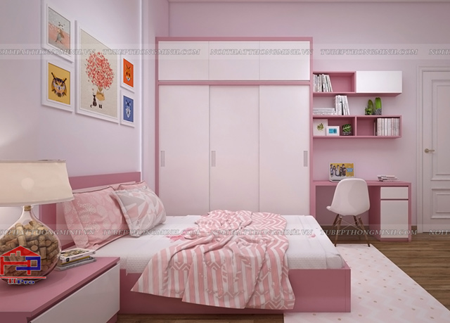 Tủ quần áo gỗ ép sơn bệt nhỏ gọn với thiết kế 3 cánh trượt tiện lợi cho bé nhà anh Toản - Lạng Sơn tu-quan-ao-go-ep-loai-nho-5