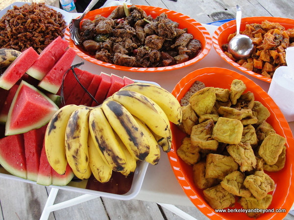 picnic spread at Pink Beach near Komodo Island in Indonesia picnic spread at Pink Beach near Komodo Island in Indonesia