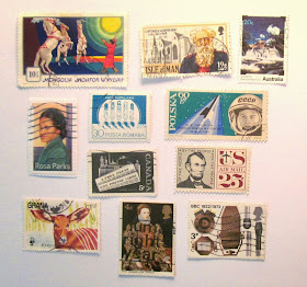 used postage stamps in crafting