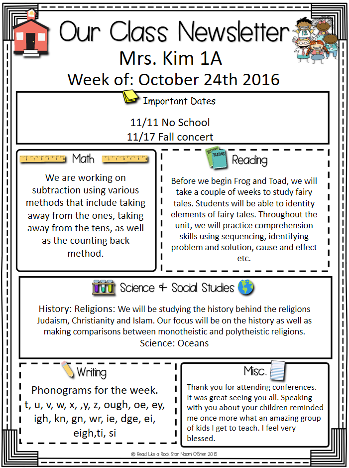 Mrs.Kim's 1st grade class: October 2016