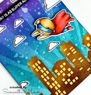 Super Dudes Cards by Samantha Mann for the Two Many Cards Video Series with Emily Leiphart, Heffy Doodle, Distress Ink, Ink Blending, Embossing Paste, Stencil, Youtube, Video, Handmade Cards, #heffydoodle #video #cards #inkblending