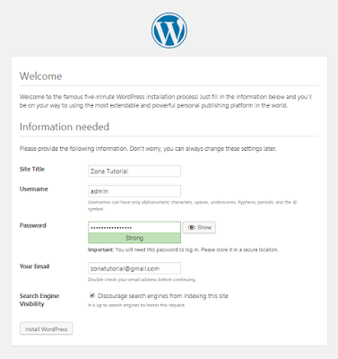 Tutorial Instal CMS WordPress 4.9.1 di Localhost XAMPP