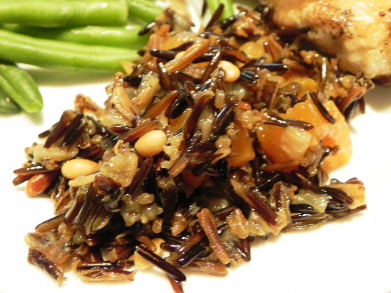 The Iowa Housewife Wild Rice Pilaf with Dried Apricots and Pine Nuts