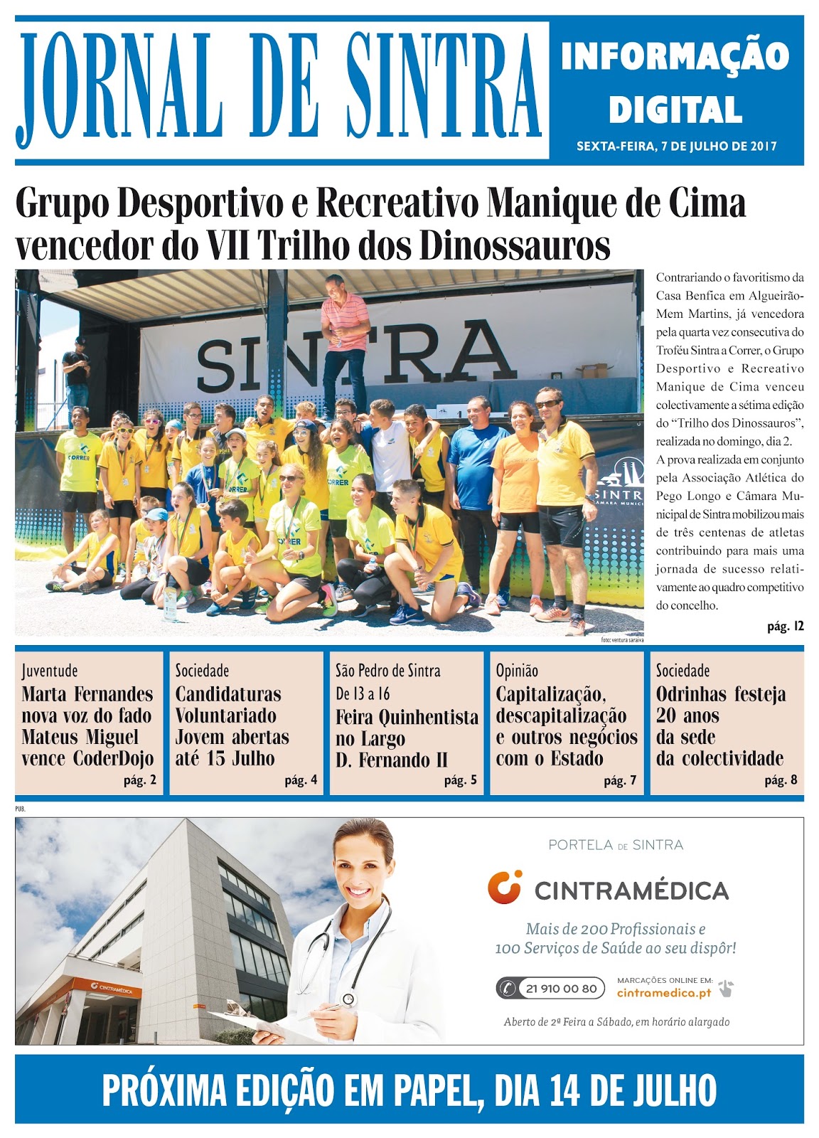 Capa da edição de 07-07-2017 Capa da edição de 07-07-2017