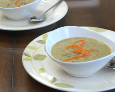 Cream of Broccoli & Carrot Soup ♥ AVeggieVenture.com