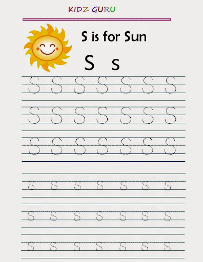 Kindergarten Worksheets: Printable Tracing Worksheet - Alphabet S s