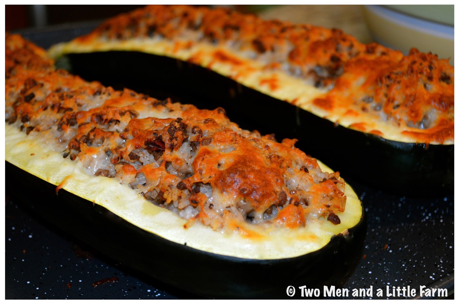 Two Men and a Little Farm MEAT AND RICE STUFFED ZUCCHINI RECIPE