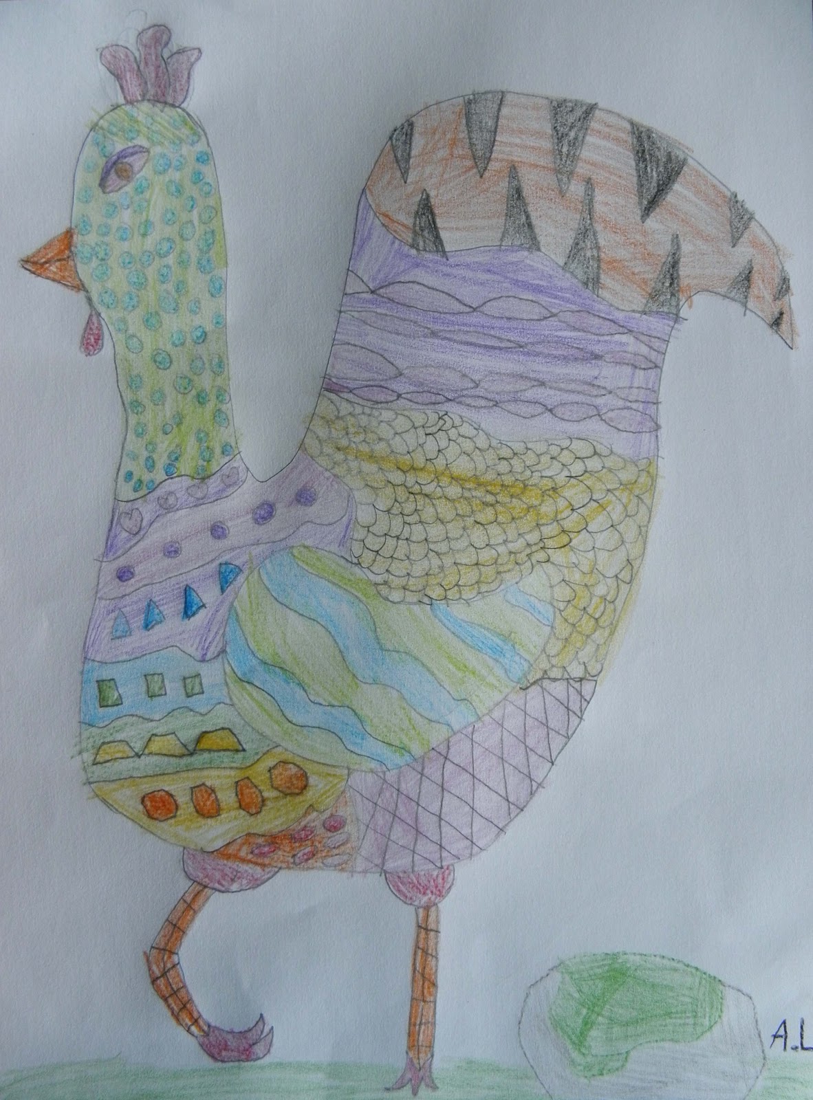 Jenny Liang's Painting and Drawing Blog: Creative Drawing- Rouster