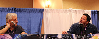 Star Wars panel Greg Grunberg asking David Prowse a question during SuperToyCon2016