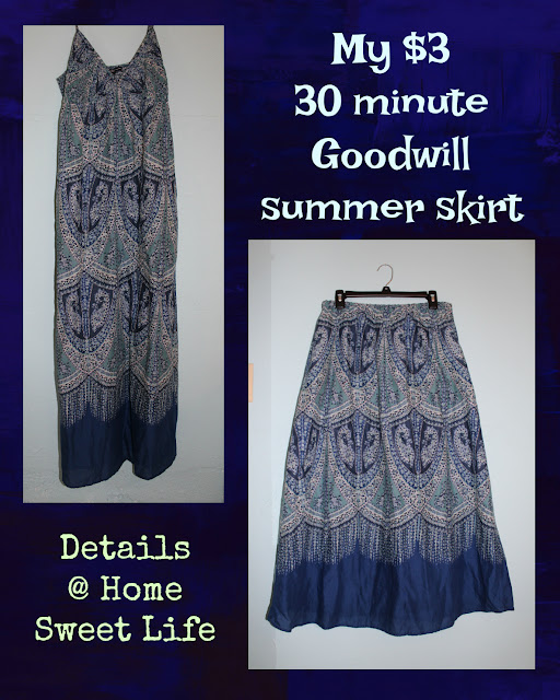 refashion maxi dress to skirt, easy summer sewing projects