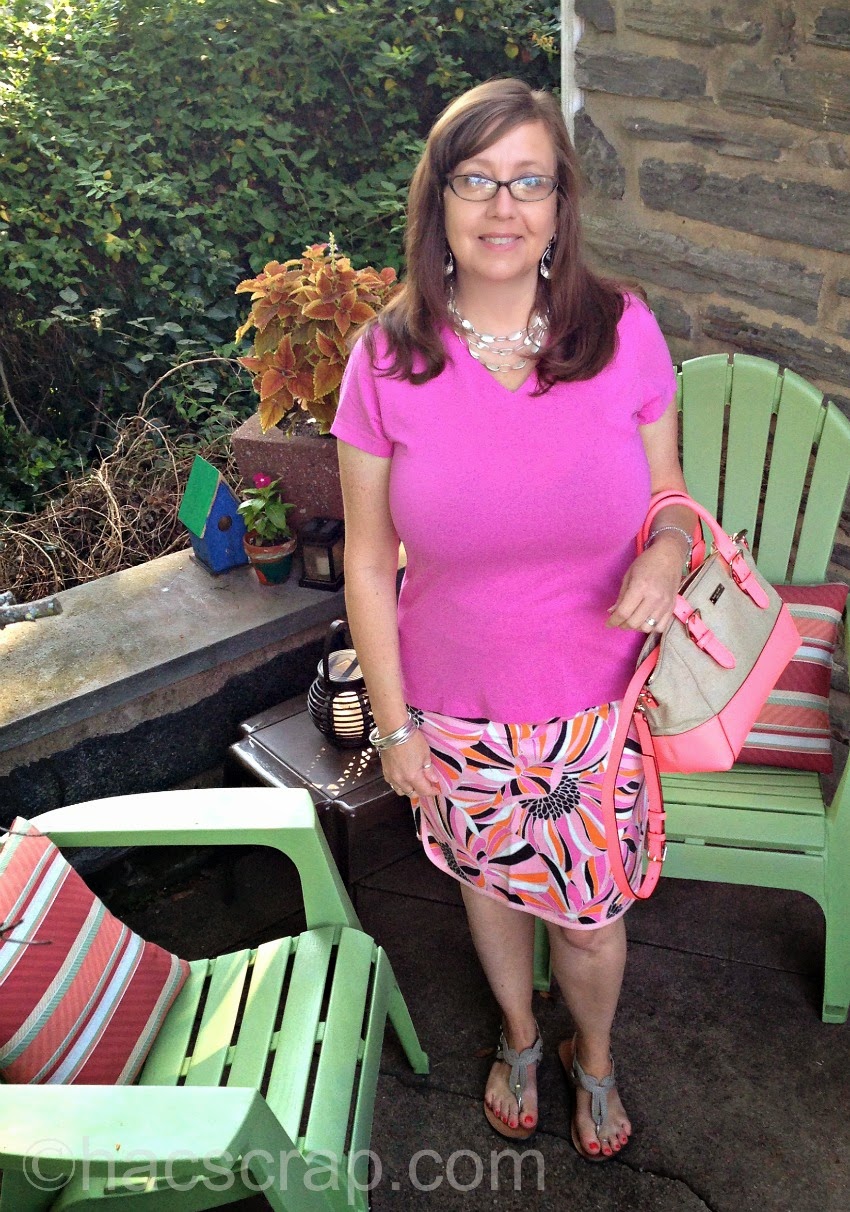 Mid-Life Mom Style - Pink Print Skirt and T-shirt