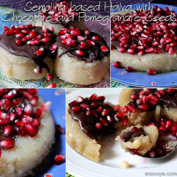Anzouya Semolina based Halva with Chocolate and Pomegranate Seeds