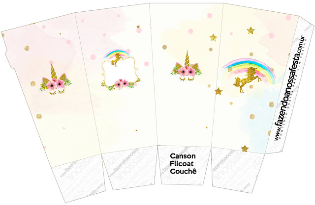Unicorn Party: Free Printable Boxes. Unicorn Party Free Printable Pop Corn Box.