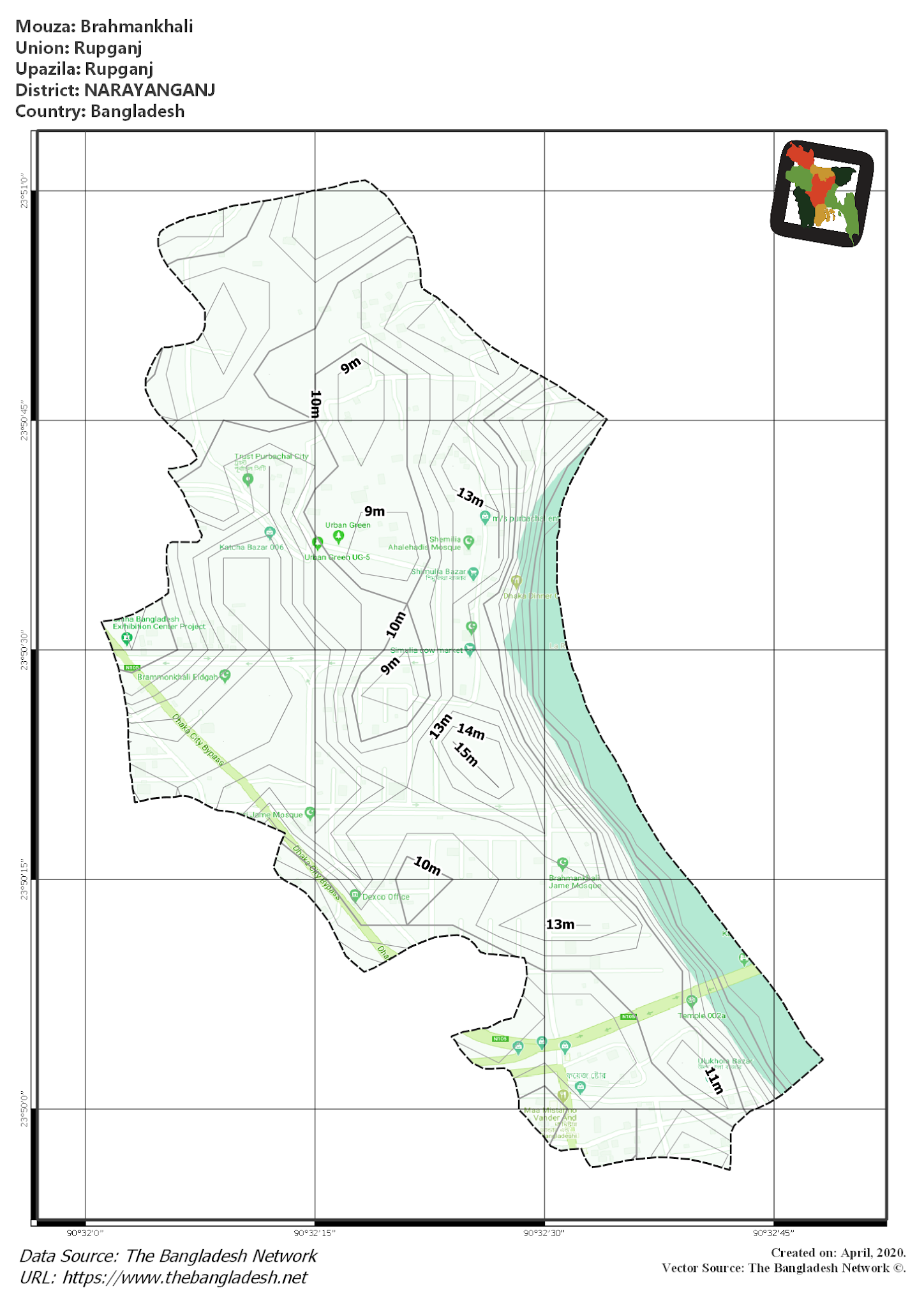 Map of Brahmankhali Mouza of Rupganj Upazila, NARAYANGANJ Map of Brahmankhali Mouza of Rupganj Upazila, NARAYANGANJ, Bangladesh.
