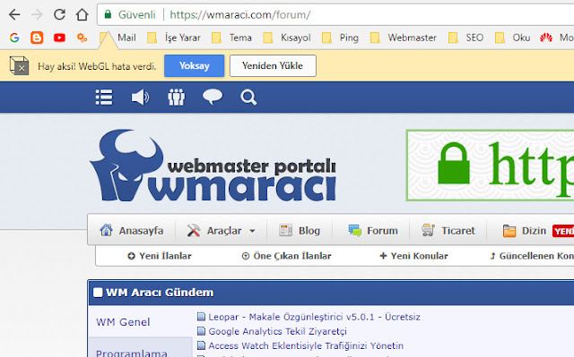 google chrome webgl hatası çözümü