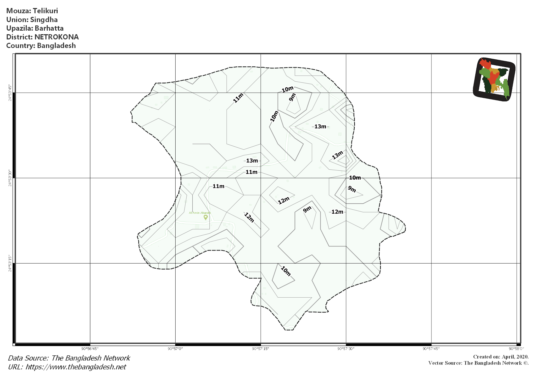 Map of Telikuri Mouza of Barhatta Upazila, NETROKONA Map of Telikuri Mouza of Barhatta Upazila, NETROKONA, Bangladesh.