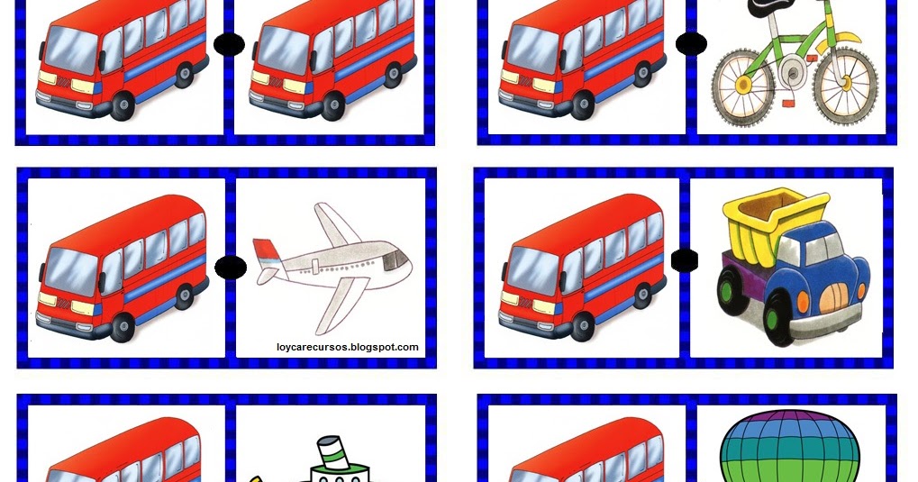 RECURSOS DE EDUCACIÓN INFANTIL: DOMINÓ MEDIOS DE TRANSPORTES