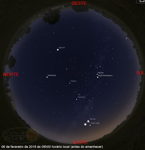 ALINHAMENTO DOS PLANETAS NO CÉU - 06 de fevereiro de 2016