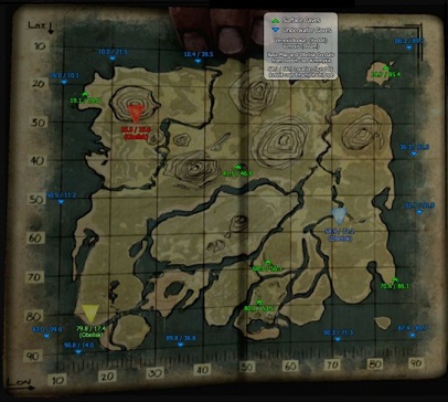 ARK Caves Locations, South, Map