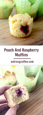 Easy to make raspberry and peach muffins