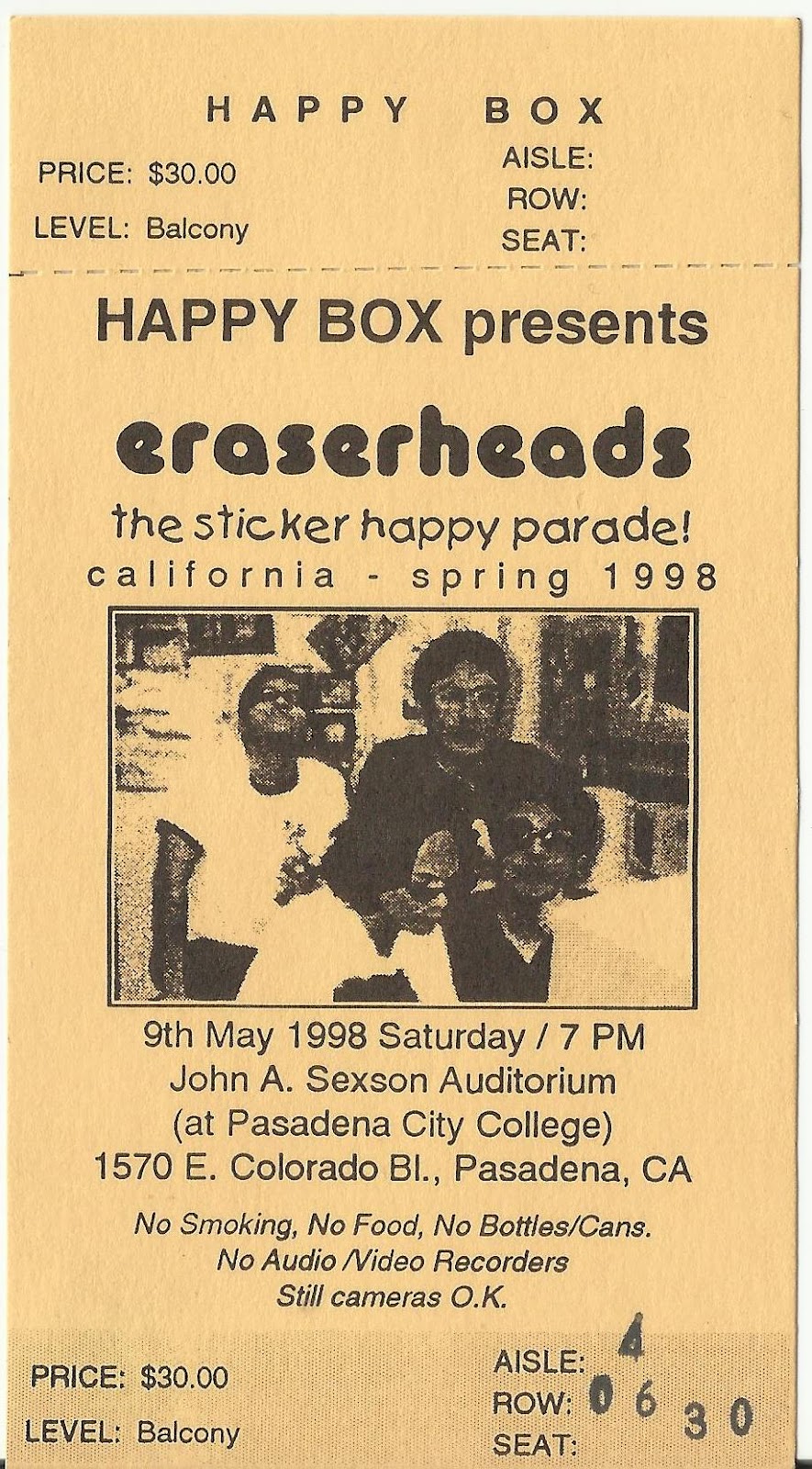 eraserheads collector ticket eraserheads the sticker happy parade