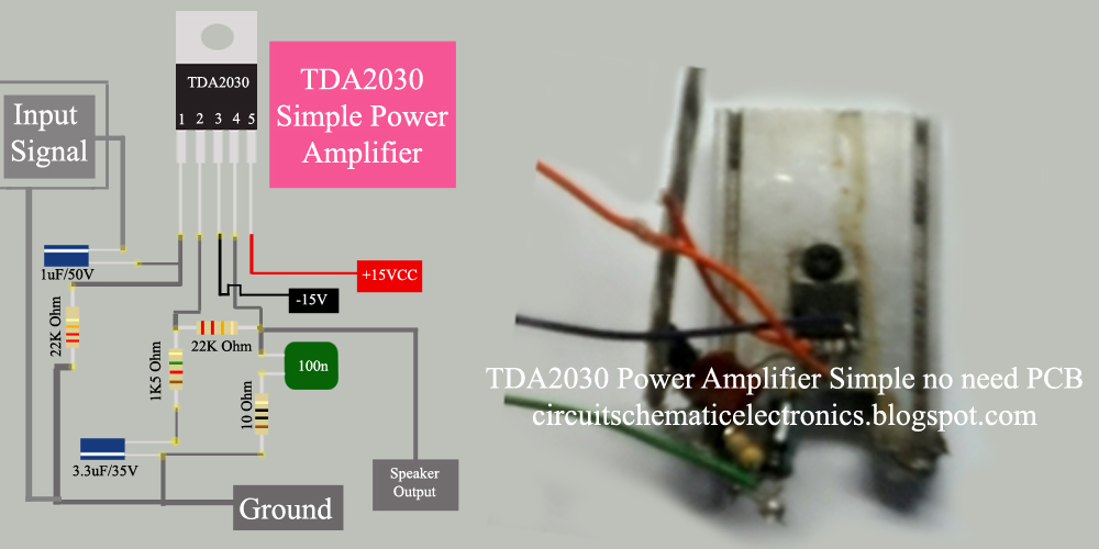 Simple Power Amplifier using IC TDA2030 - Electronic Circuit