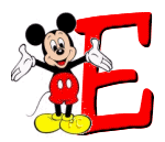 Alfabeto de Mickey Mouse en diferentes posturas y vestuarios E.
