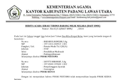 Contoh Surat Berita Acara Serah Terima Barang Milik Negara