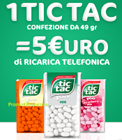 Tic Tac ti regala una ricarica telefonica da 5€ come premio certo! Logo Tic Tac ti regala una ricarica telefonica da 5€ come premio certo!