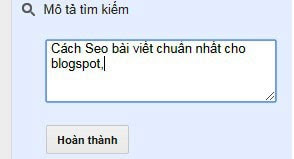 Cách tối ưu description bài viết chuẩn cho blogspot Cách tối ưu description bài viết chuẩn cho blogspot