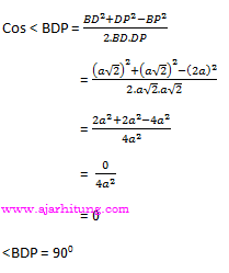 Maka jarak titik P ke bidang BDHF adalah garis DP = a√2 cm