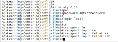 how to set telnet passwords in line vty 