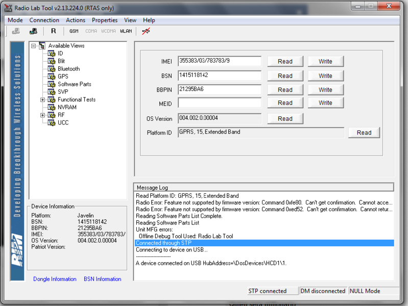BLOG GOOOBLOG Radio Lab Tools, Mengganti PIN dan IMEI Blackberry
