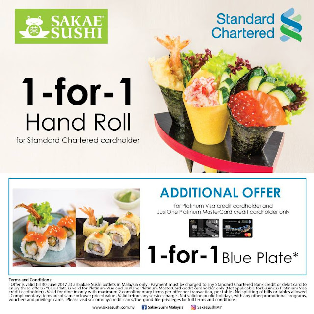 Sakae Sushi Malaysia Free Hand Roll Standard Chartered Credit Card Promo