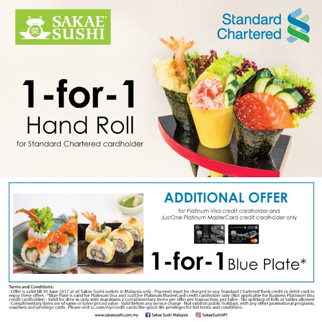 Sakae Sushi 1for1 Hand Roll & 1for1 Blue Plate Using Standard