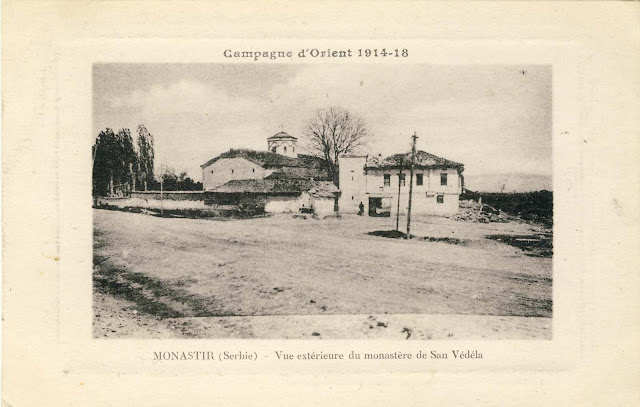 View of the church "Holy Sunday" in 1917. In the foreground is the road to Prilep and the railroad has not yet been built.