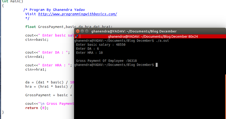 C++ Program For Find The Gross Salary Of An Employee