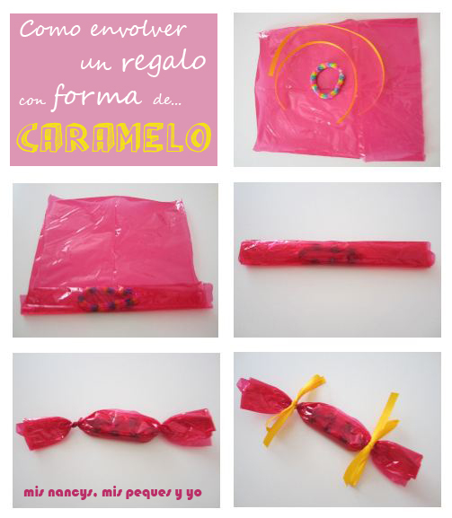 mis nancys, mis peques y yo, como envolver un regalo con forma de caramelo